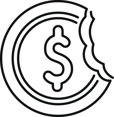 Sticker - Line drawing of a dollar coin being eaten representing the concept of inflation