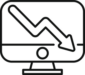 Sticker - Simple vector illustration of a computer screen displaying a downward trending graph