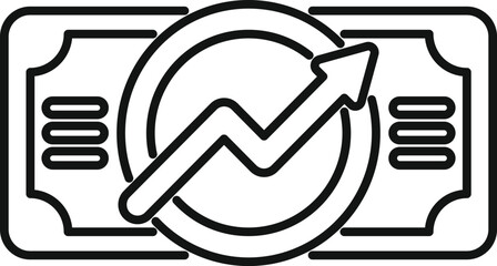 Poster - line drawing of a banknote with a growth arrow chart superimposed on top, representing financial suc