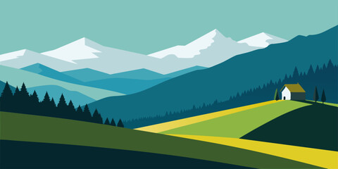 germany landscape deep green background dark, vector illustration flat 2