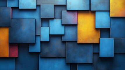 Poster - Abstract composition of colorful geometric shapes arranged in a bold pattern