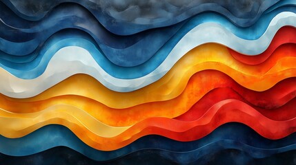 Poster - abstract wave patterns in vibrant colors with smooth gradients and layered textures