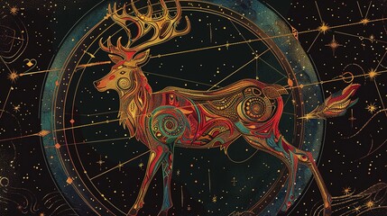 Wall Mural - Stag Constellation Art