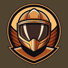 logo, motorcycle helmet in the shape of a walnut, vector illustration flat 2