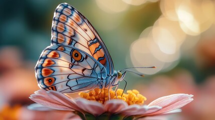 Wall Mural - Butterfly on Flower with Bokeh Background.