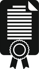 Poster - simple vector icon of an official certificate with a ribbon for graduation
