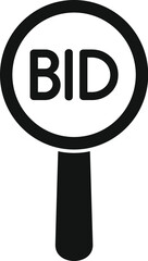 Poster - magnifying glass is focusing on the word bid, representing the concept of searching for business opp