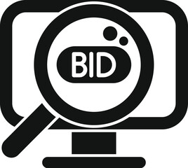 Poster - magnifying glass is focusing on the word bid displayed on a computer screen, representing the concep