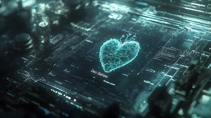 Wall Mural - A glowing digital heart representing technology and innovation.