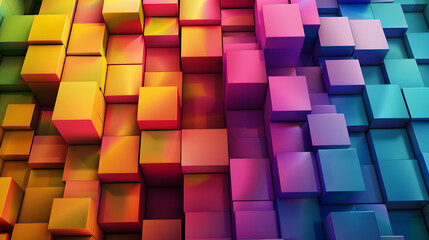 Poster - a modern abstract wallpaper with cubes in different colors, palette, ai generated image