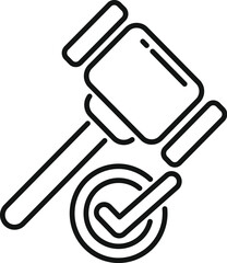 Poster - line art vector of a judge's gavel giving a positive verdict, perfect for legal or law related topic
