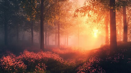 Wall Mural - Mystical Forest Sunrise.