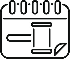 Poster - Simple line icon of a gavel superimposed on a calendar, representing a court date