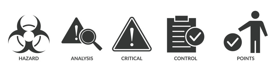 Wall Mural - HACCP banner web icon vector illustration concept for hazard analysis and critical control points acronym in food safety management system