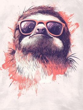 Chill Mode. A Whimsical Sloth in Sunglasses T-Shirt Design