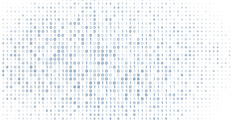 White digital matrix of binary code numbers background.