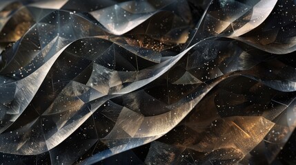 Poster - Abstract shapes with metallic textures.