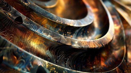Poster - Abstract shapes with metallic textures.