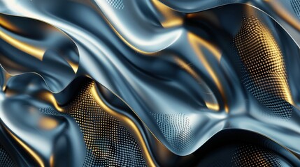 Poster - Abstract shapes with metallic textures.