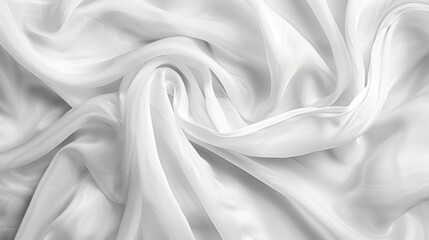 Poster - Abstract waves in a white cloth, creating a soft and fluid background with a sense of calm and purity.