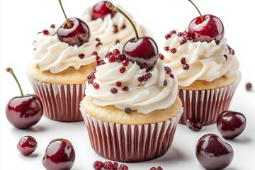 Wall Mural - cupcake with cherry