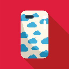 Poster - smartphone case showing blue clouds pattern on red background, suitable for illustrations about smar