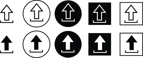 Aufkleber - set of black white circle rectangle upload button vector illustration.