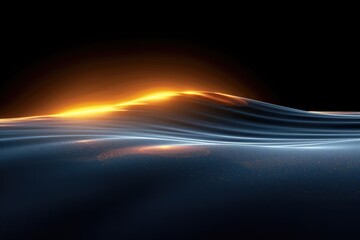 Poster - Abstract Wave with Glowing Orange Crest and Scattered Sparkles