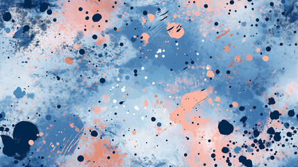 dynamic dusty blue and blush paint splatter art