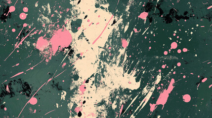 dynamic sage green and dusty pink paint splatter art