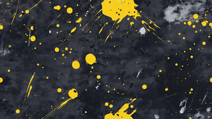 dynamic slate grey and lemon paint splatter art