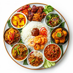 a plate of food with rice  meat  and vegetables