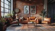 © Shahidaartworks - Living room interior in loft, industrial style