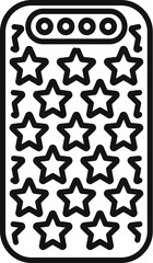 Poster - Simple vector icon of a smartphone showing customer feedback with five star rating system