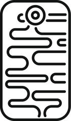 Poster - line art icon of a gps navigation app on a smartphone, showing a winding road leading to a destinati