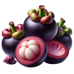 Wall Mural - A ripe mangosteen fruit isolated on a transparent background png