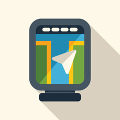 Poster - Gps navigation system showing location on screen with map and cursor icon in flat design style