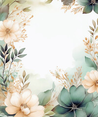 Watercolor Flower Frame with Subtle Color Variations on White Background - 1