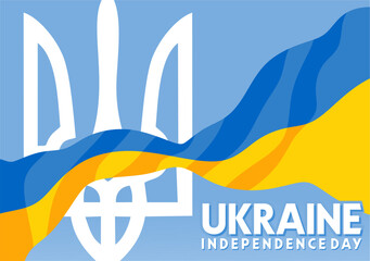 Wall Mural - Happy Ukrainian independence day with ukrainian flag