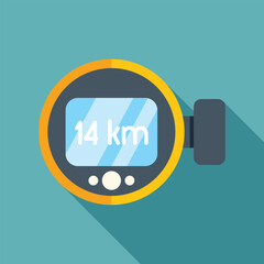 Poster - Diving computer showing distance in kilometers, designed in a flat style with a long shadow