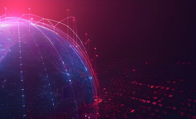 Poster - a dynamic stock market graph with red and blue colors, set against the backdrop of an abstract digit