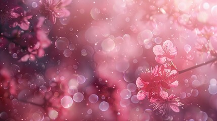 Poster - spring sakura pink flower abstract nature background