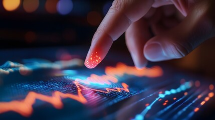 Aufkleber - Hand Interacting with Holographic Market Trend Graph