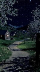 Sticker - screenshot of a 3D ps1 game where you walk around American suburbs at night with rolling hills and beautiful trees ps1 graphics 