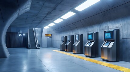 Poster - Sleek and Automated Metro Station with Minimalist Design
