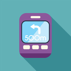 Poster - gps app is showing left turn ahead in 500 meters on the screen of a smartphone