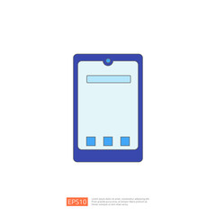 Poster - Blue tablet computer icon. Simple flat design for app, web, UI.  Smart device, digital gadget, mobile phone, technology, interface, application.
