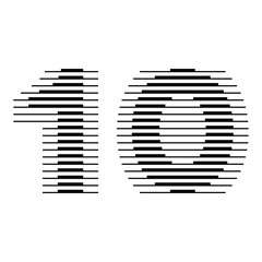Aufkleber - Number 10 with Abstract Line Pattern Isolated On White Background