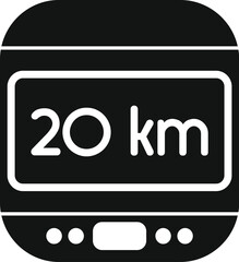 Poster - simple vector icon of a smartwatch displaying the distance walked in kilometers