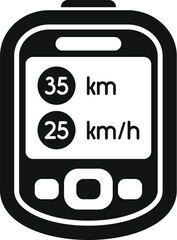 Poster - Black and white icon of a gps unit displaying speed and distance information